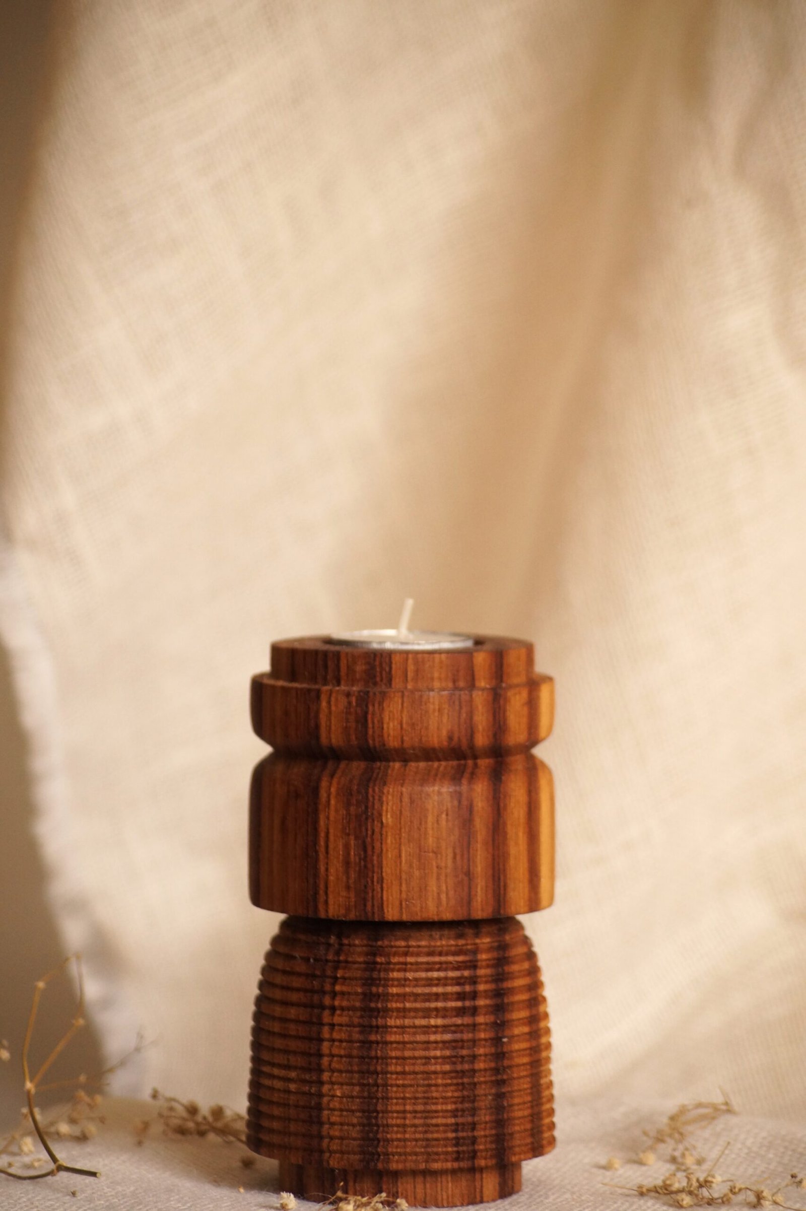 Grooved Wooden Tealight Holder - Image 5