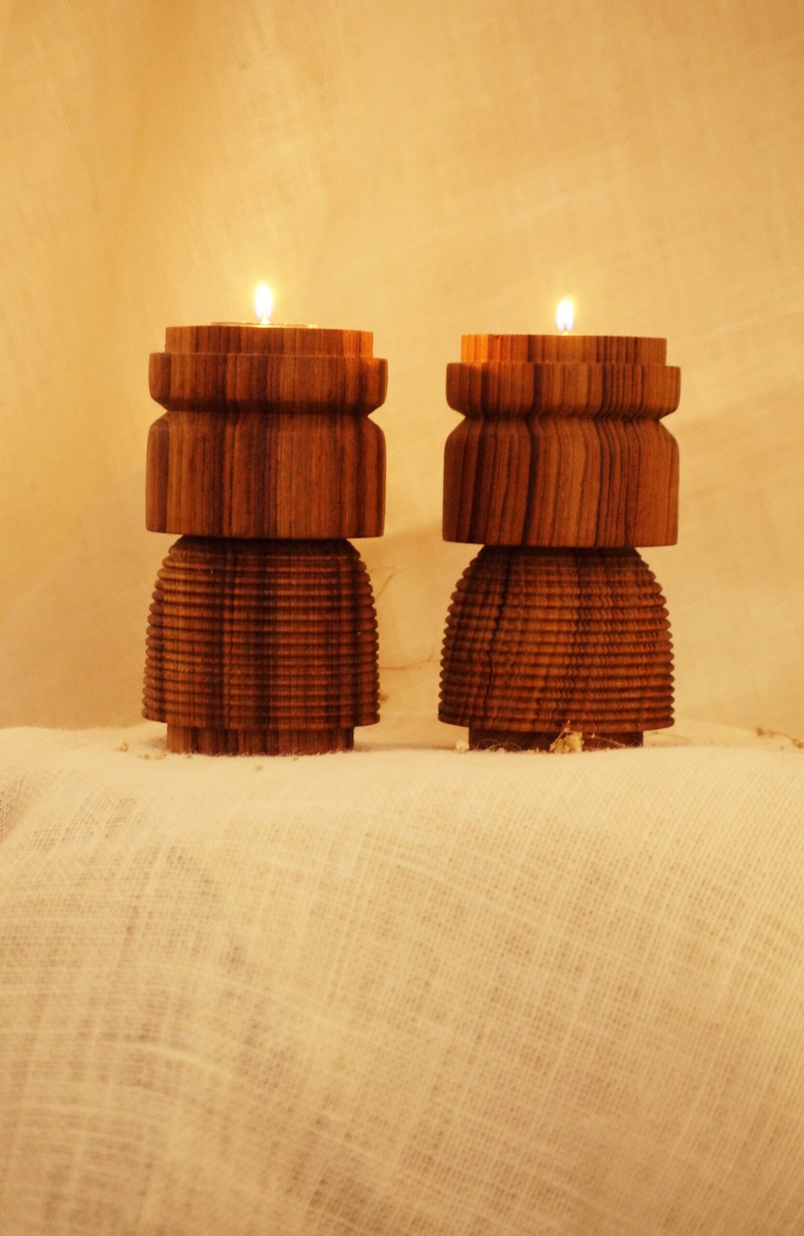 Grooved Wooden Tealight Holder - Image 6