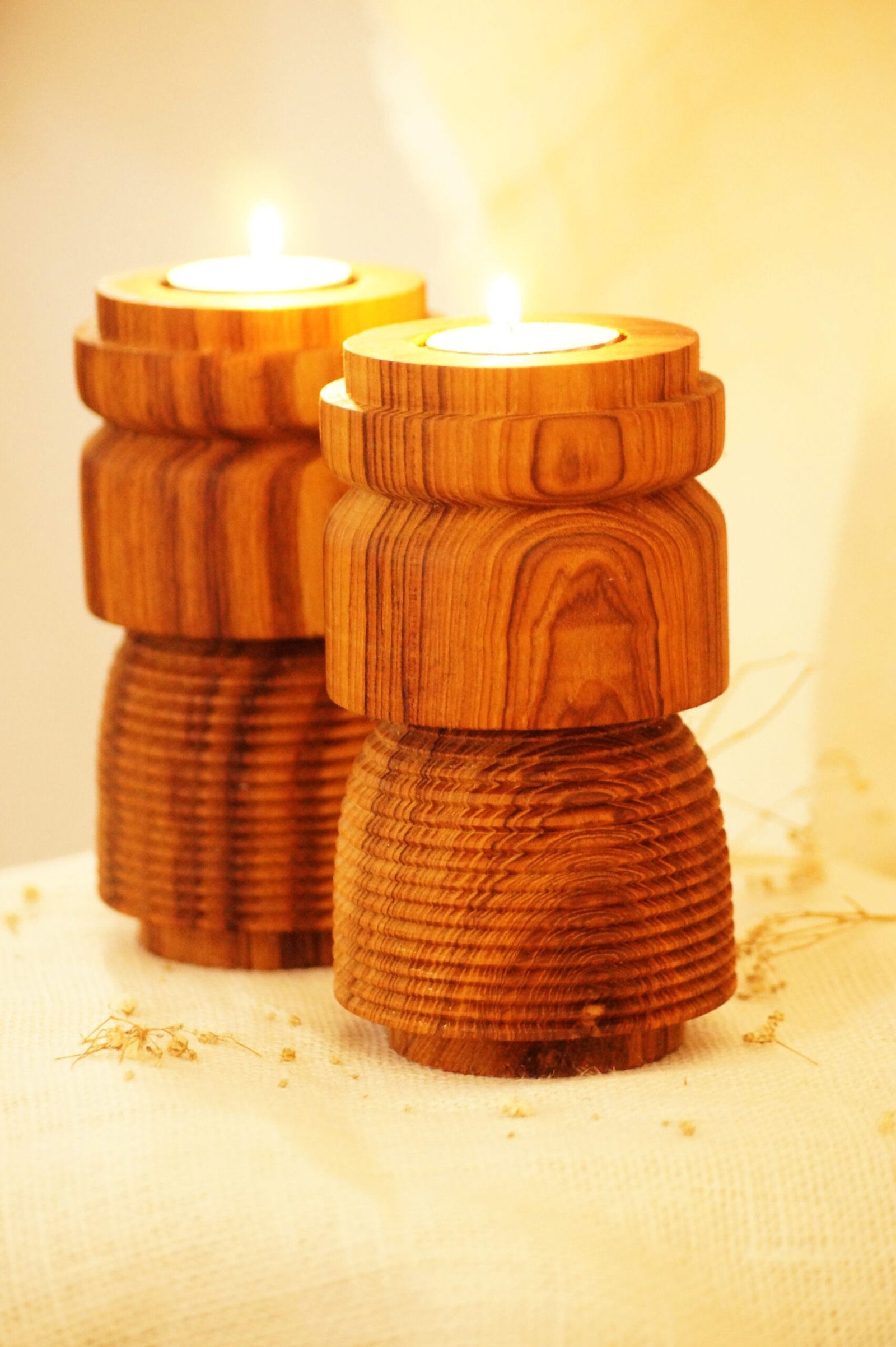 Grooved Wooden Tealight Holder - Image 4