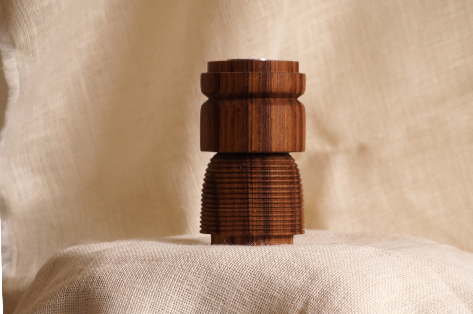 Grooved Wooden Tealight Holder